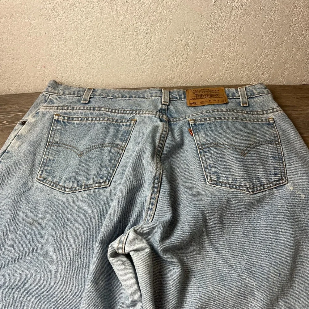 Levi's 560 Jeans Mens 38x32 Light Wash Loose Fit Tapered Leg Vintage 90s Baggy